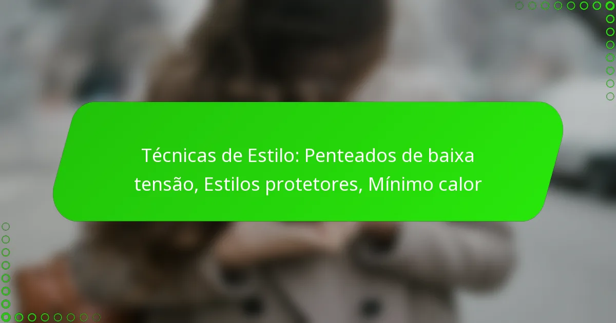 Técnicas de Estilo: Penteados de baixa tensão, Estilos protetores, Mínimo calor